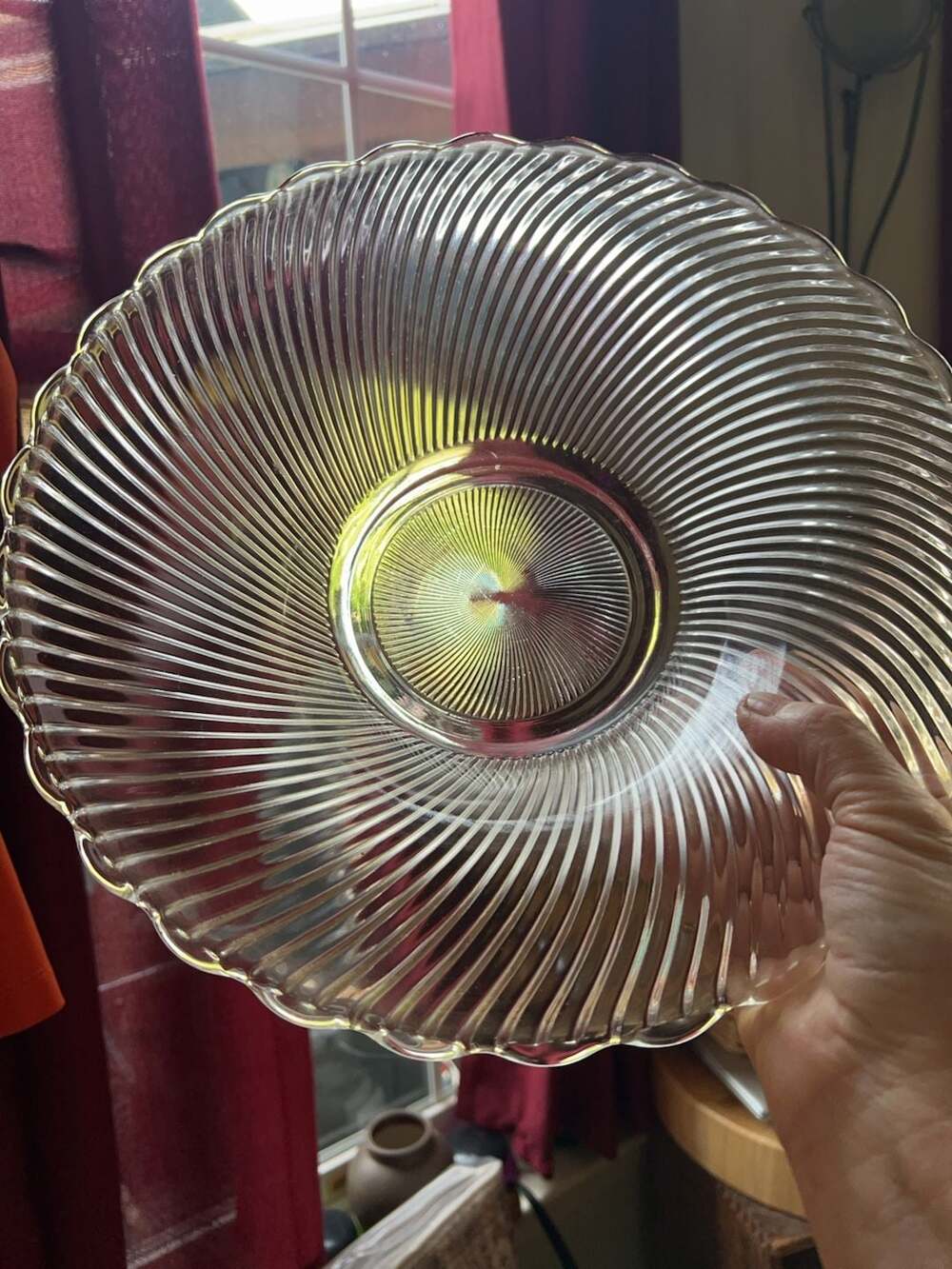 Vintage Diana Clear Glass Swirl Pattern Serving Bowl